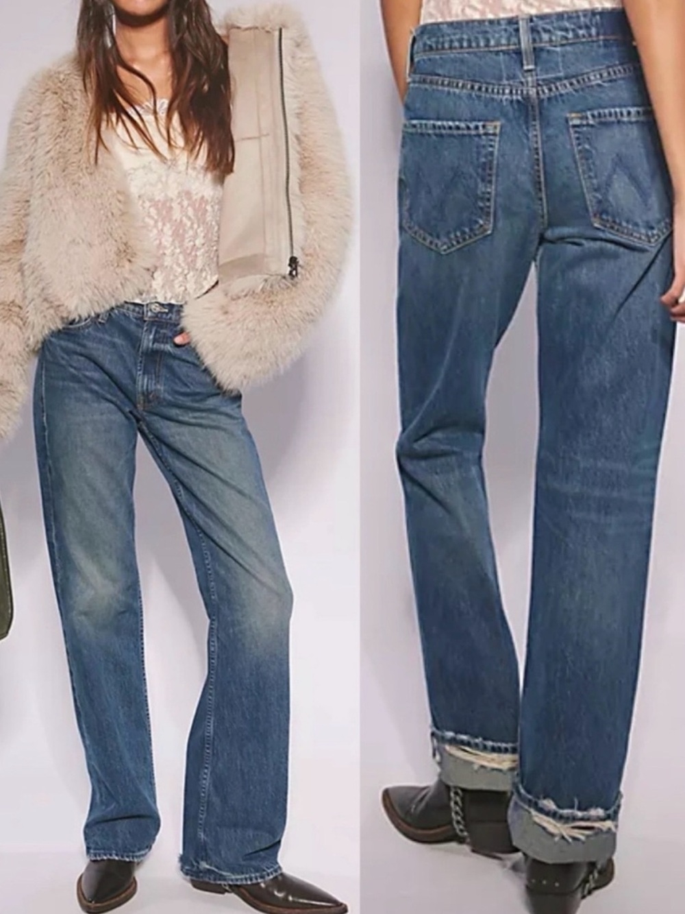 MOTHER Classic Straight-Leg Women's Jeans in Medium Blue